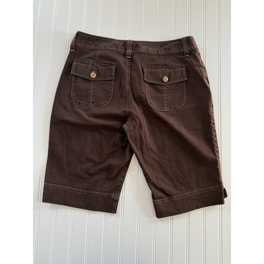 Eddie Bauer Bermuda Shorts Women's 8 Brown Cotton Stretch Pockets - Picture 9 of 10